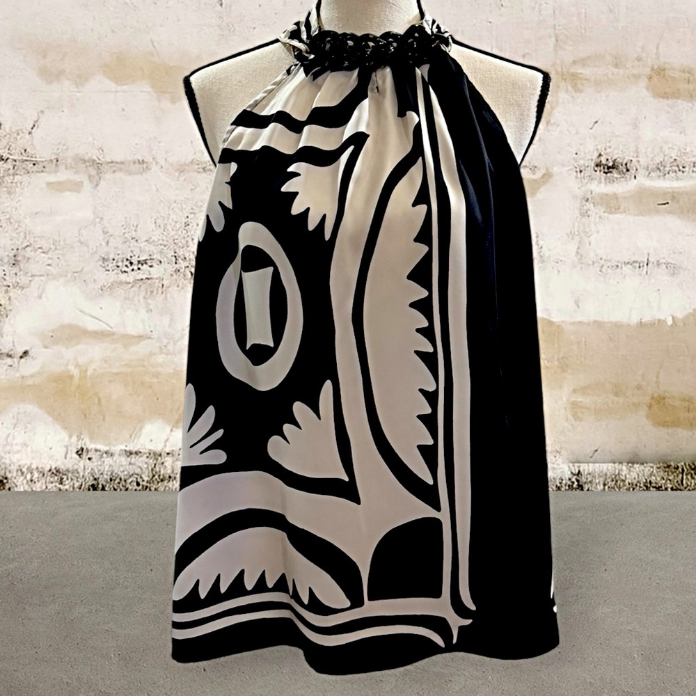 PLEATED BLOUSE WITH CHAIN DETAILS